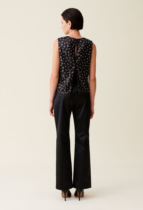 Top embroidered sequins open back