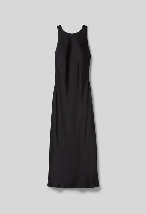 Satin Open-Back Maxi Dress