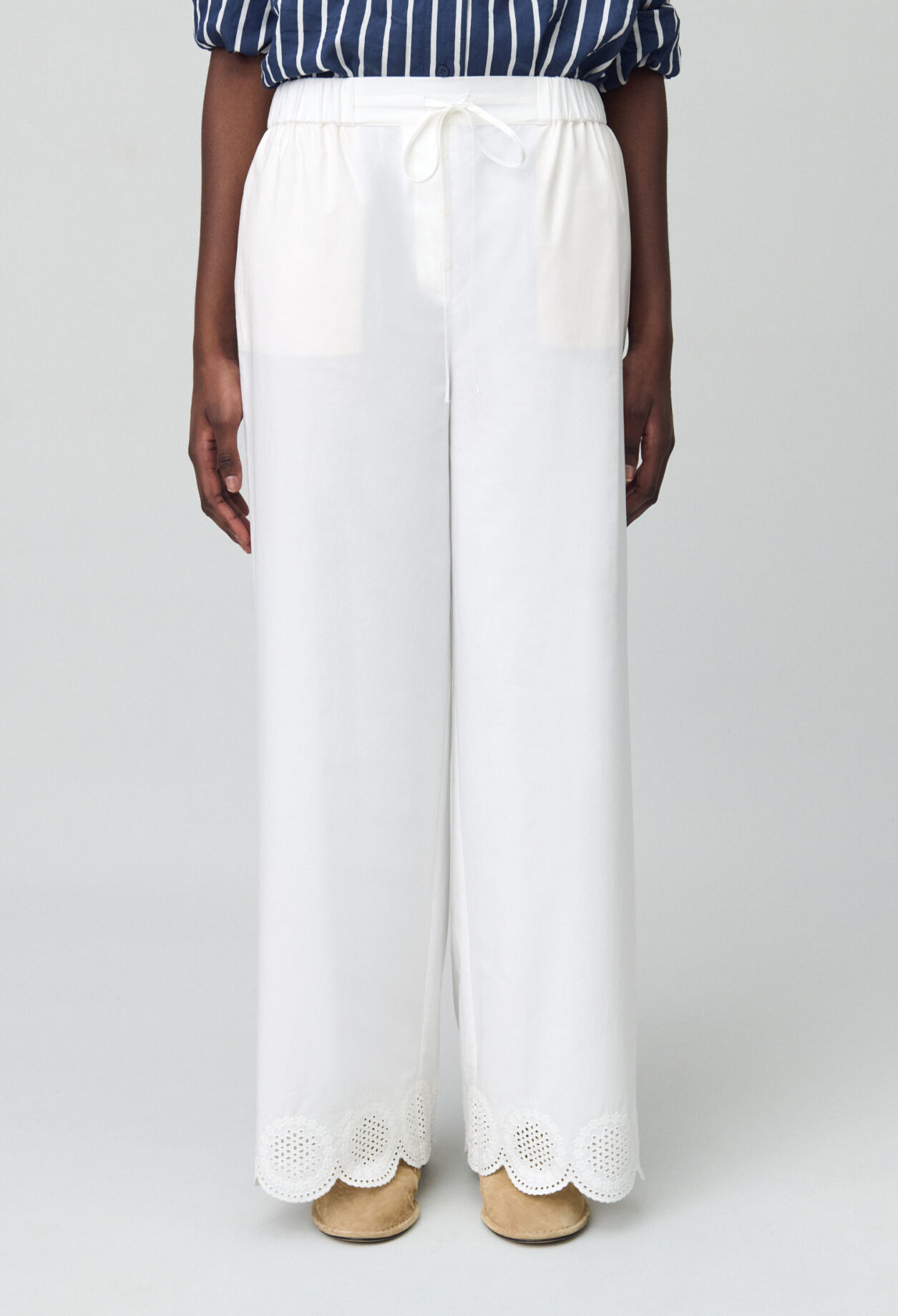 Lightweight embroidered trousers