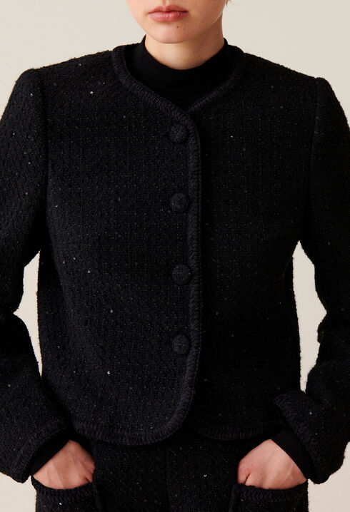 Black straight tweed jacket