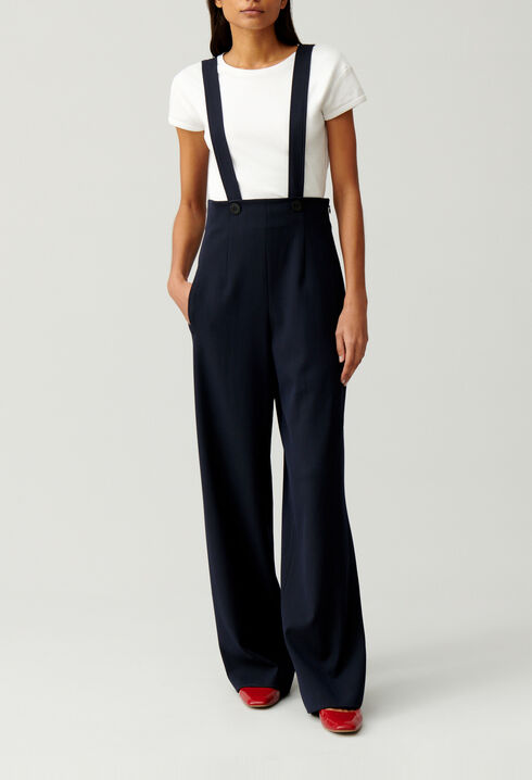 Navy trousers with braces