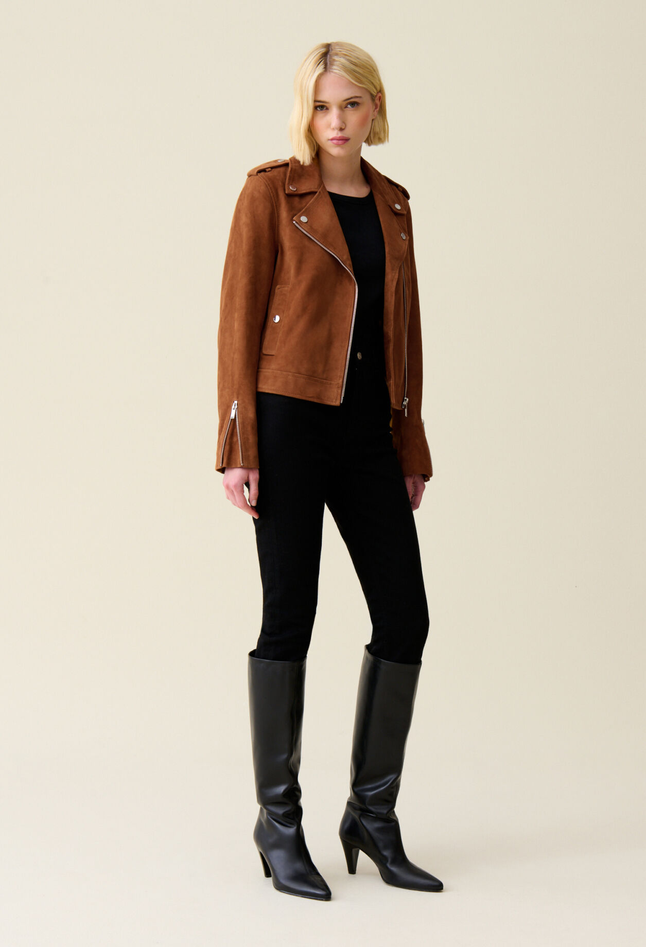 Suede leather biker jacket for women Claudie Pierlot