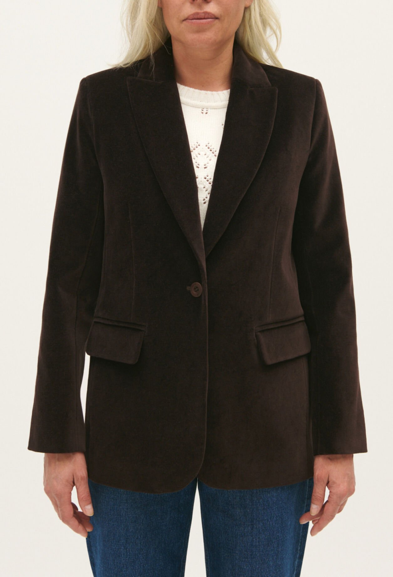 Chocolate velvet suit jacket