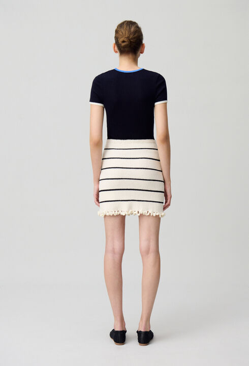 Striped fine knit skirt