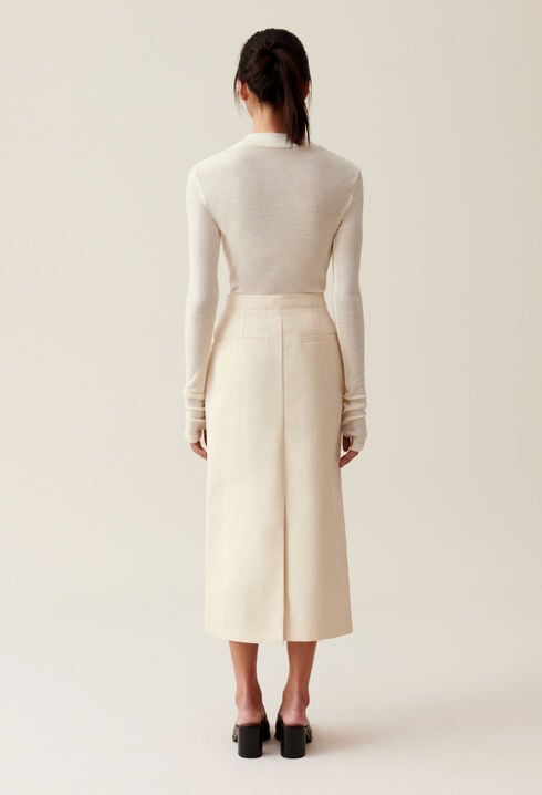 Pale beige midi skirt