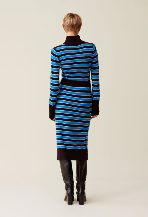 Striped knit sailor skirt