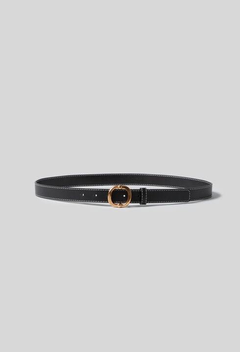 Leather belt gold buckle