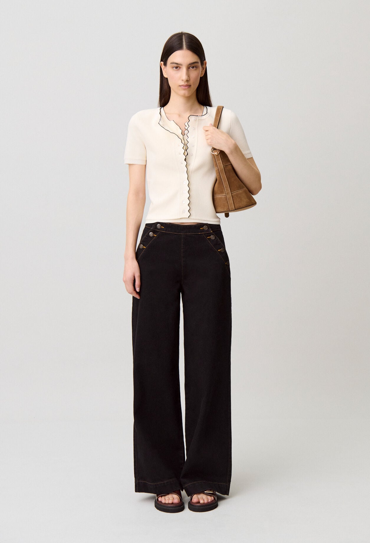 Contrast knit cardigan