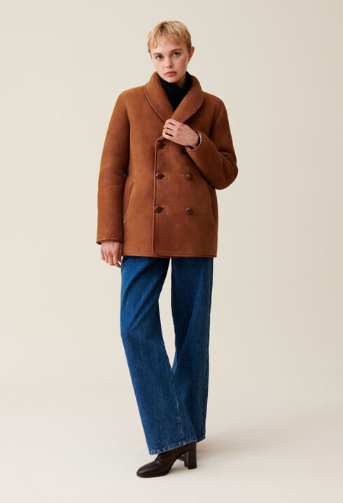 Reversible ecru wool coat