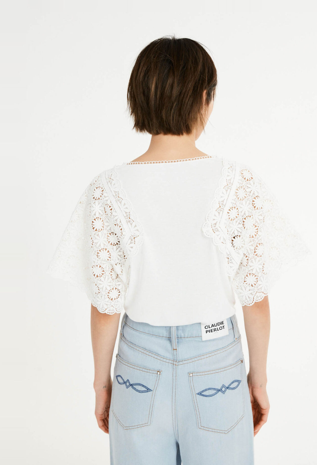 Guipure sleeve T-shirt