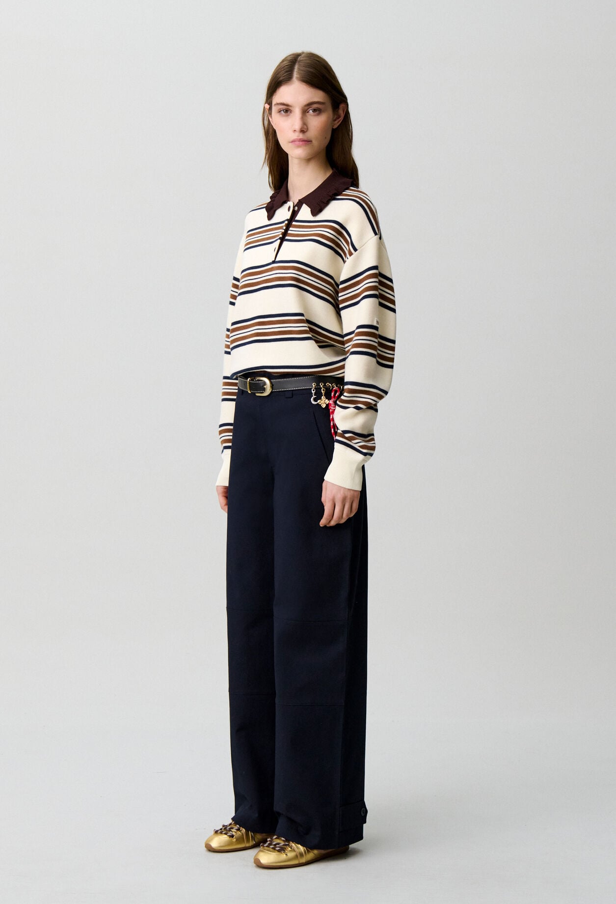 Oversized striped polo jumper