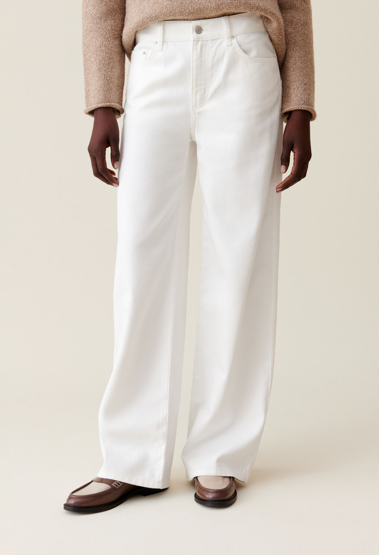 Ecru Michel Baggy Straight Jeans