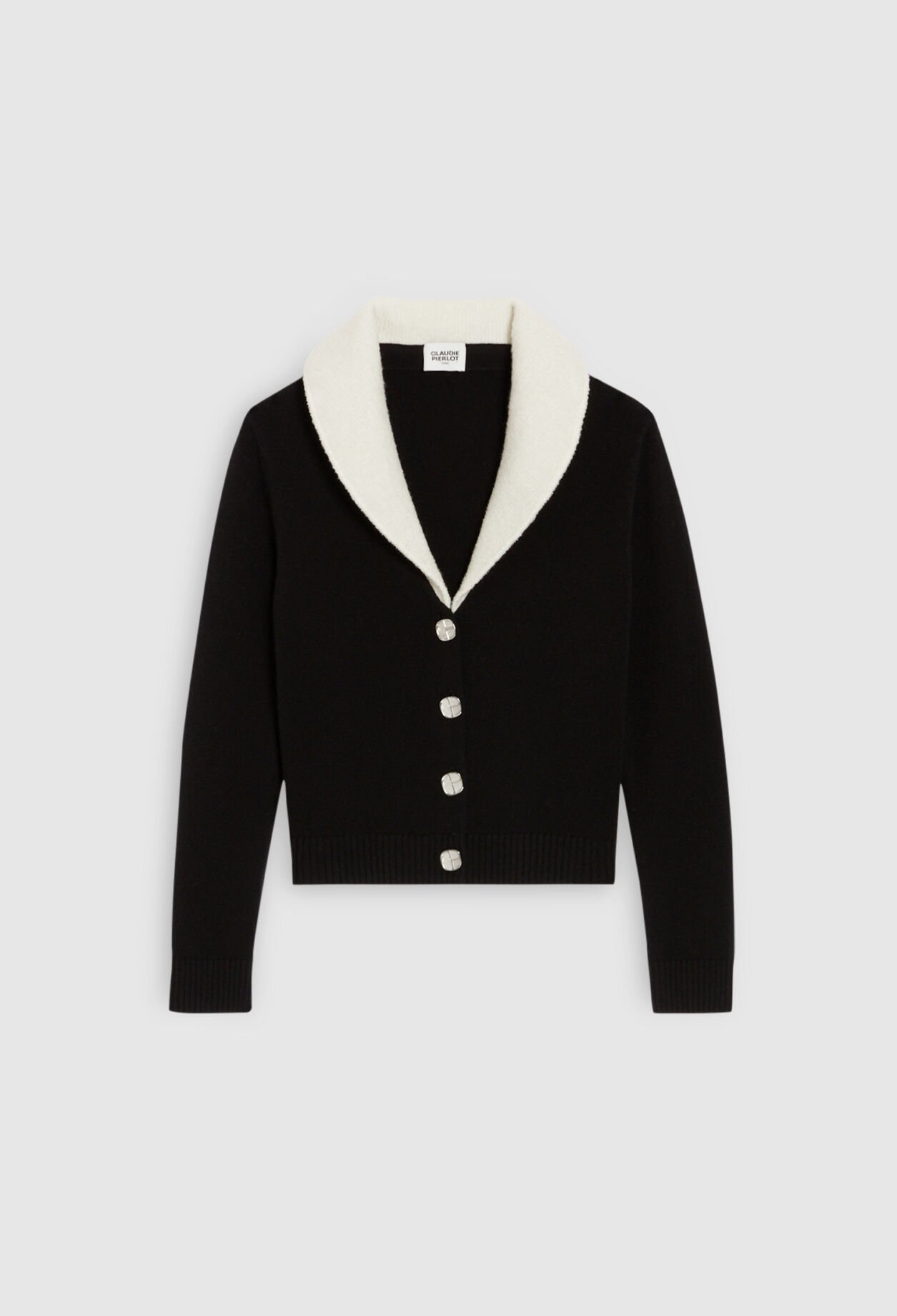 Cardigan maille à col claudine