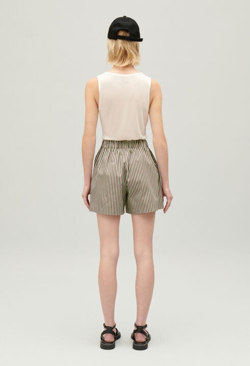 Green striped shorts