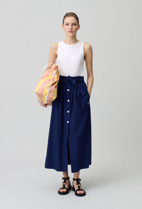 Midi skirt with buttons