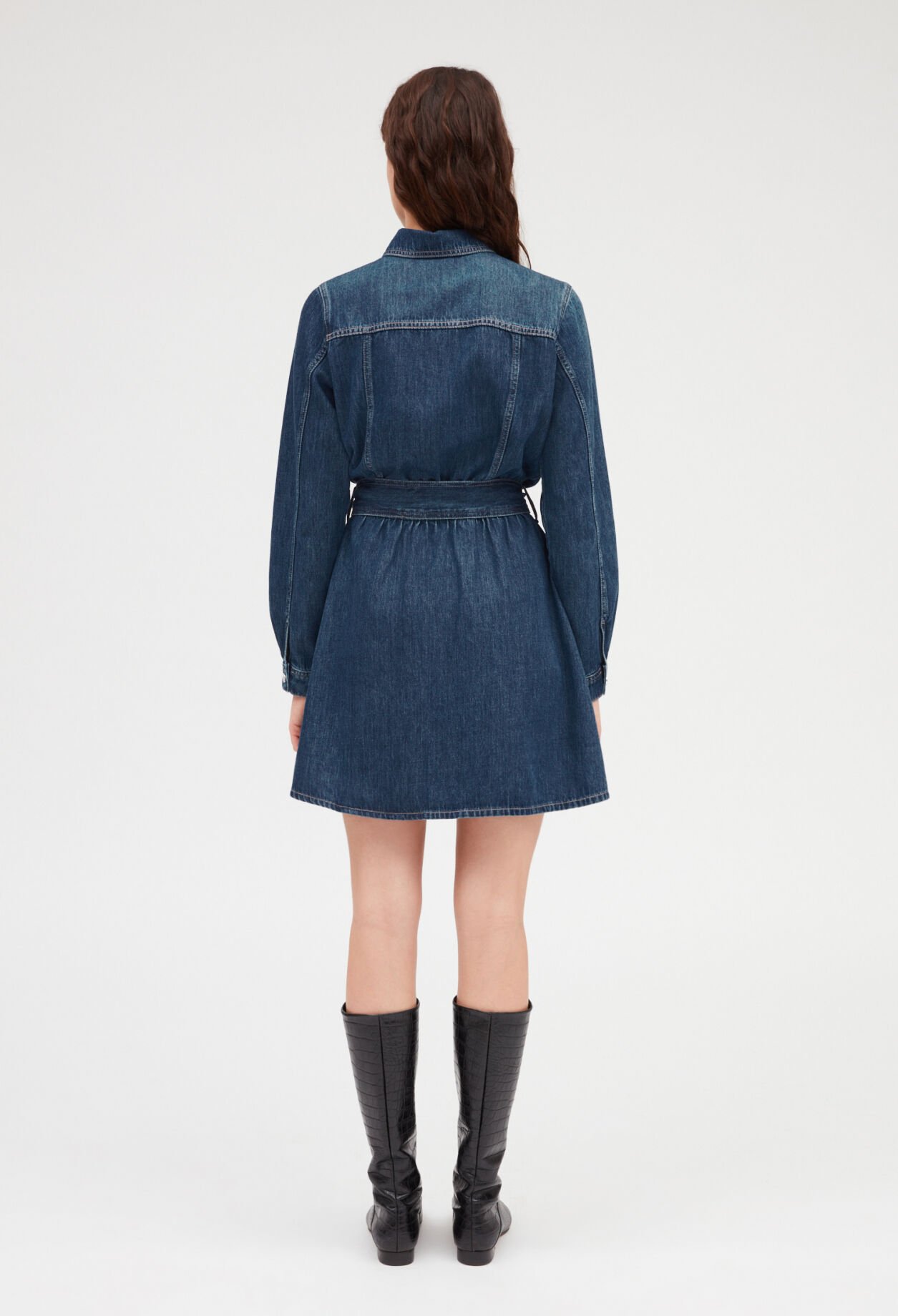 Mid blue denim short dress