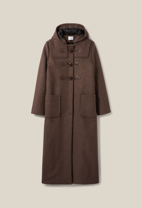 Brown long hooded coat