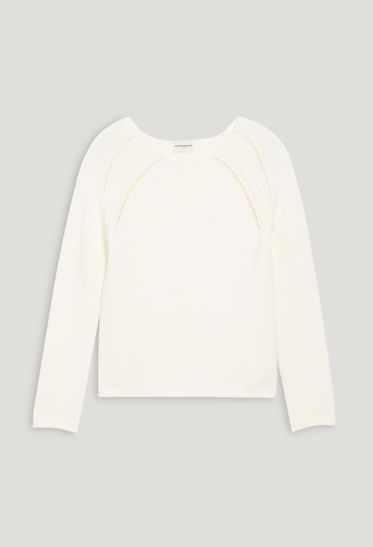 Ecru knitted jumper with embroidery