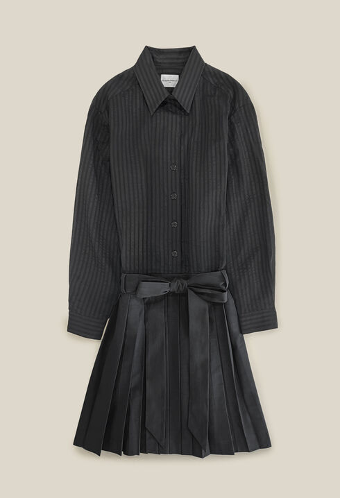 Striped mixed-fabric dress