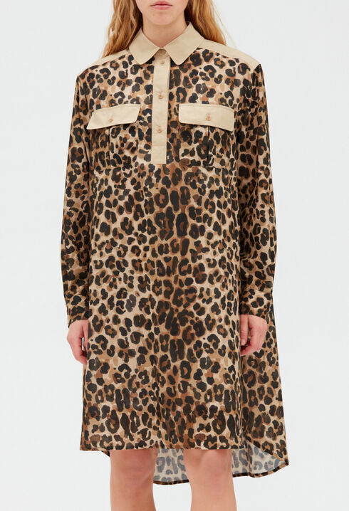 Leopard midi shirt dress