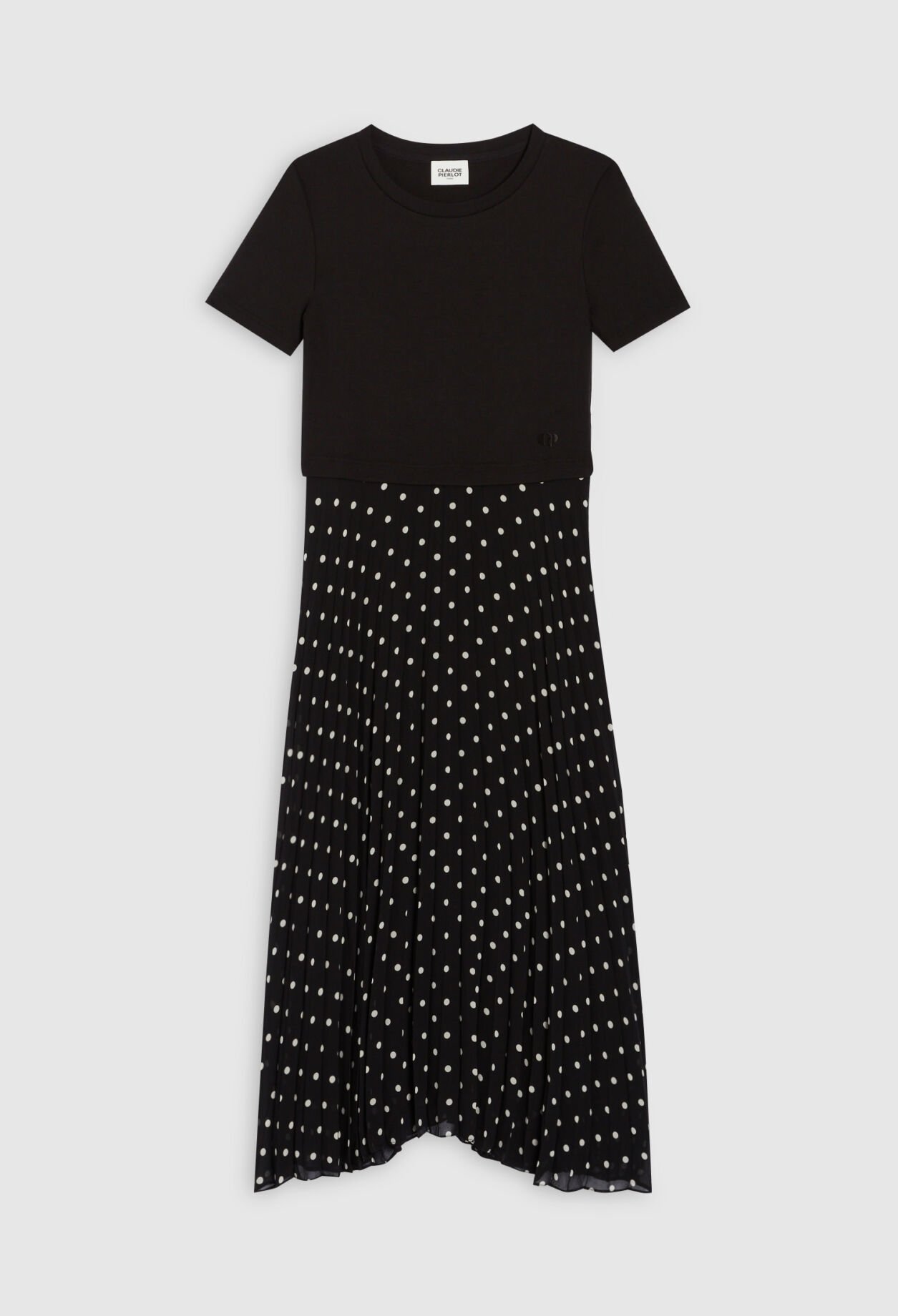 Two tone mid-length polka dot dress