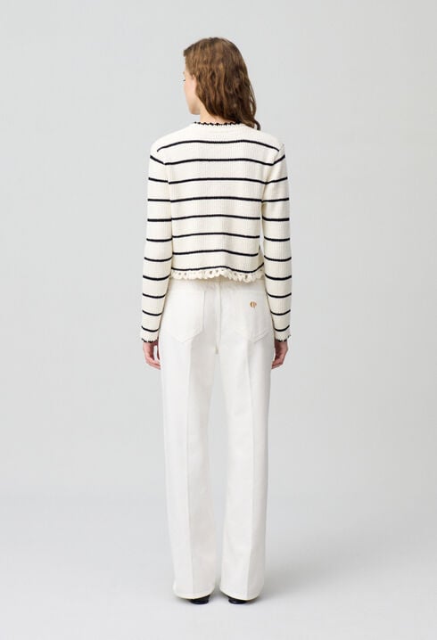 Fine knit striped cardigan