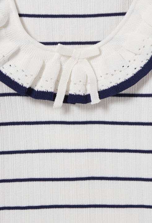 Striped frill knit top