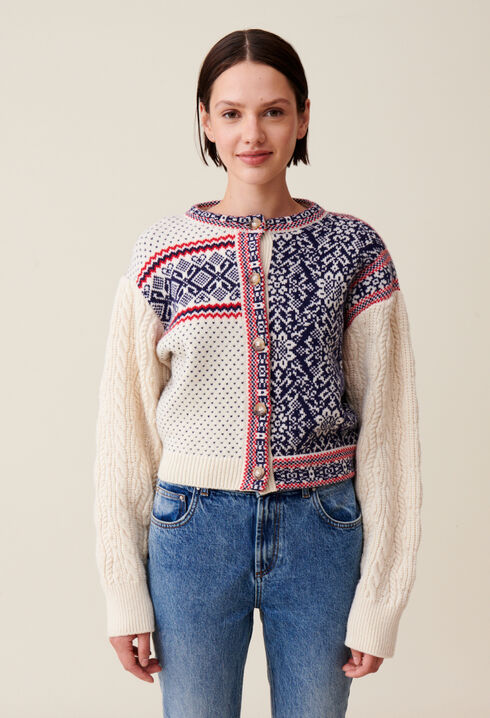 Cable-knit wool cardigan