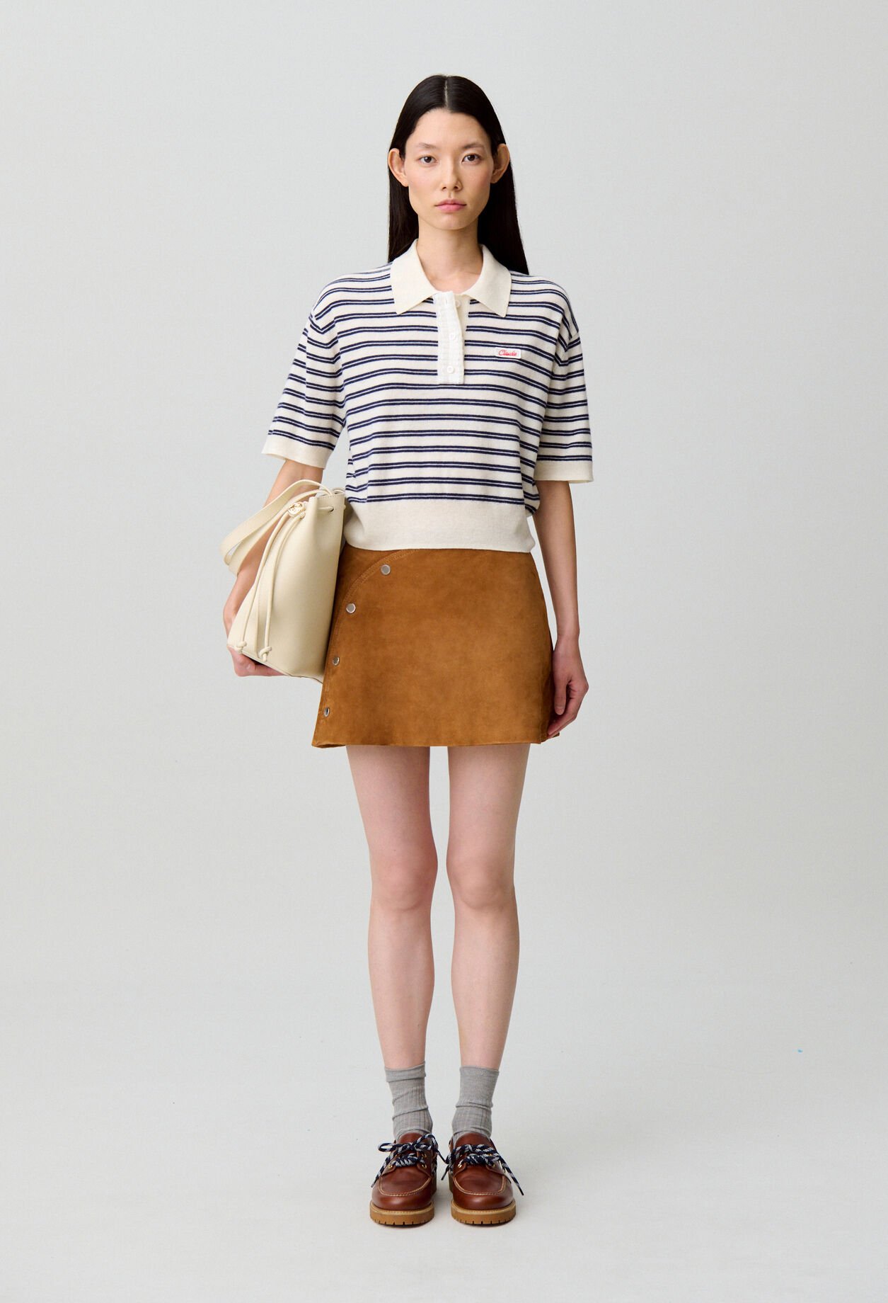 Striped knit polo