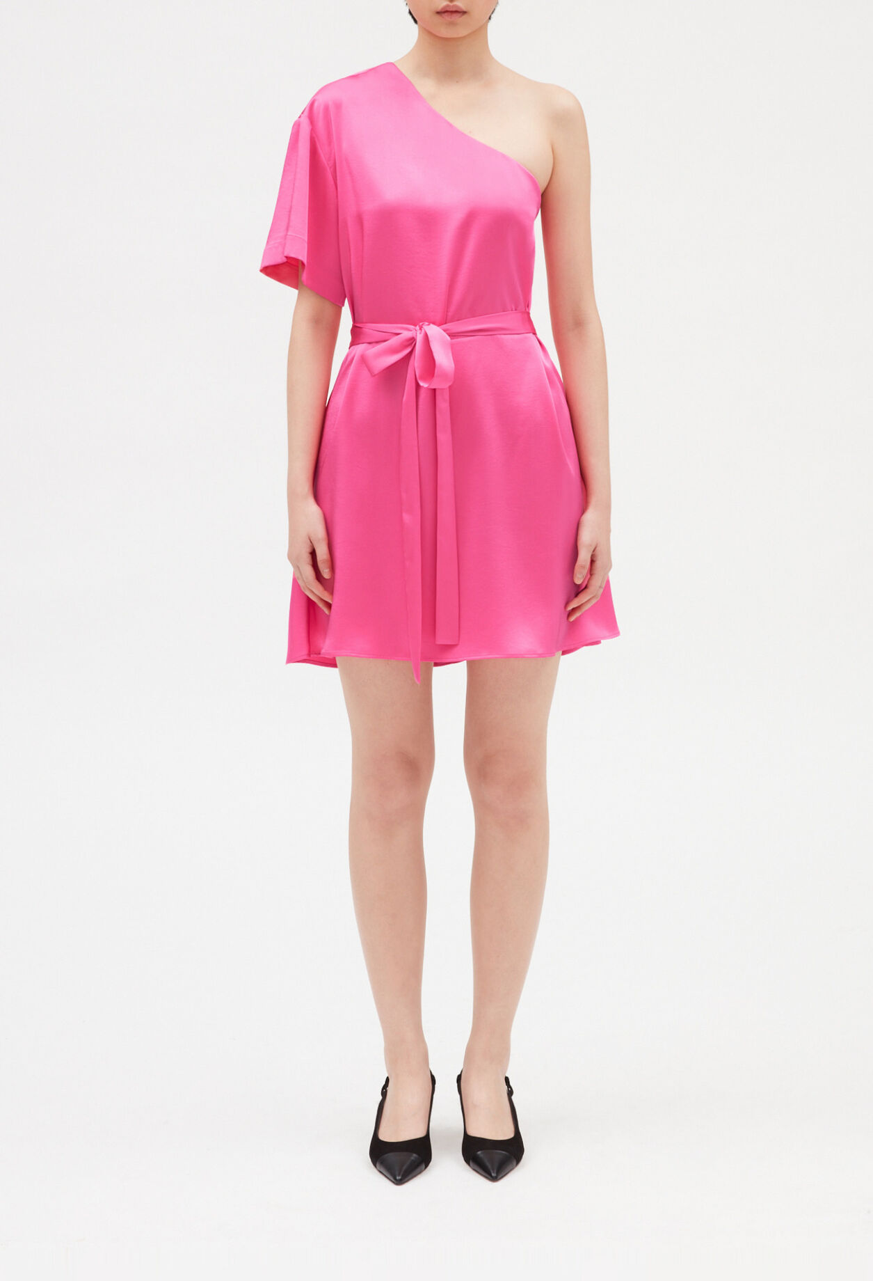 Pink asymmetrical mini dress