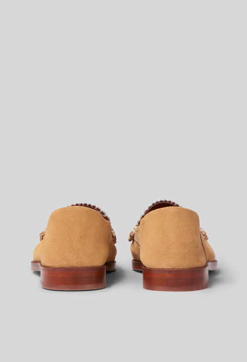 Suede ballet flats, stitch detail