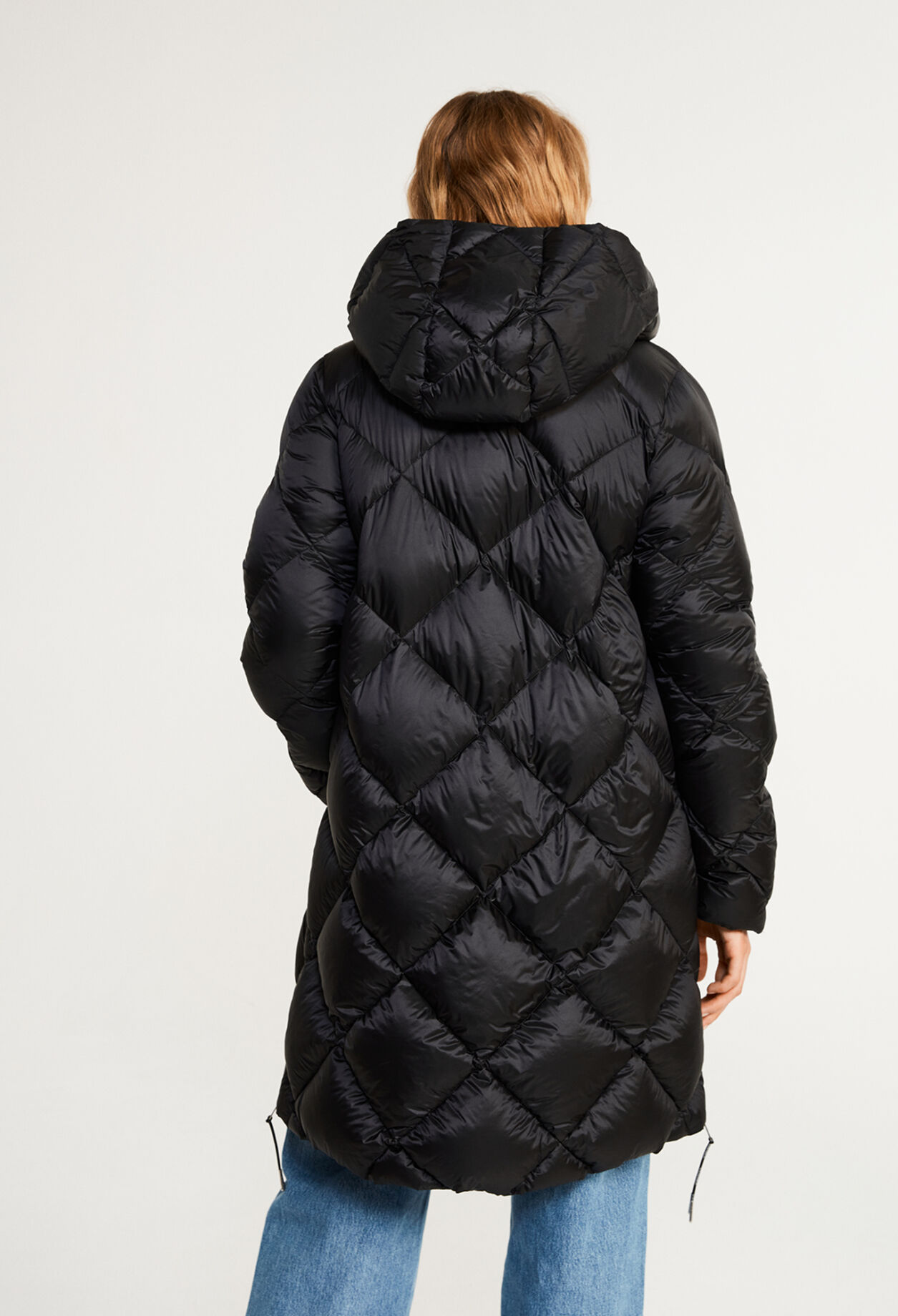 Long jacket made from recycled polyester