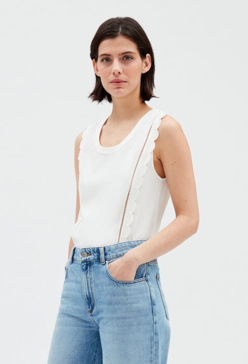 Off-white scalloped top