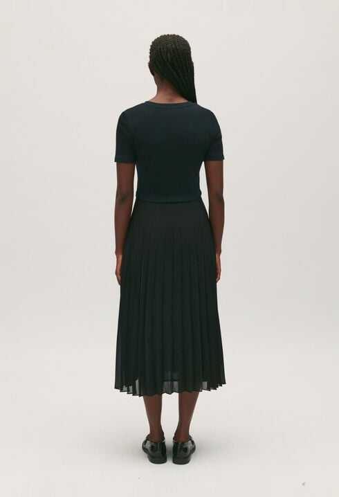 Long dual-fabric Teli dress