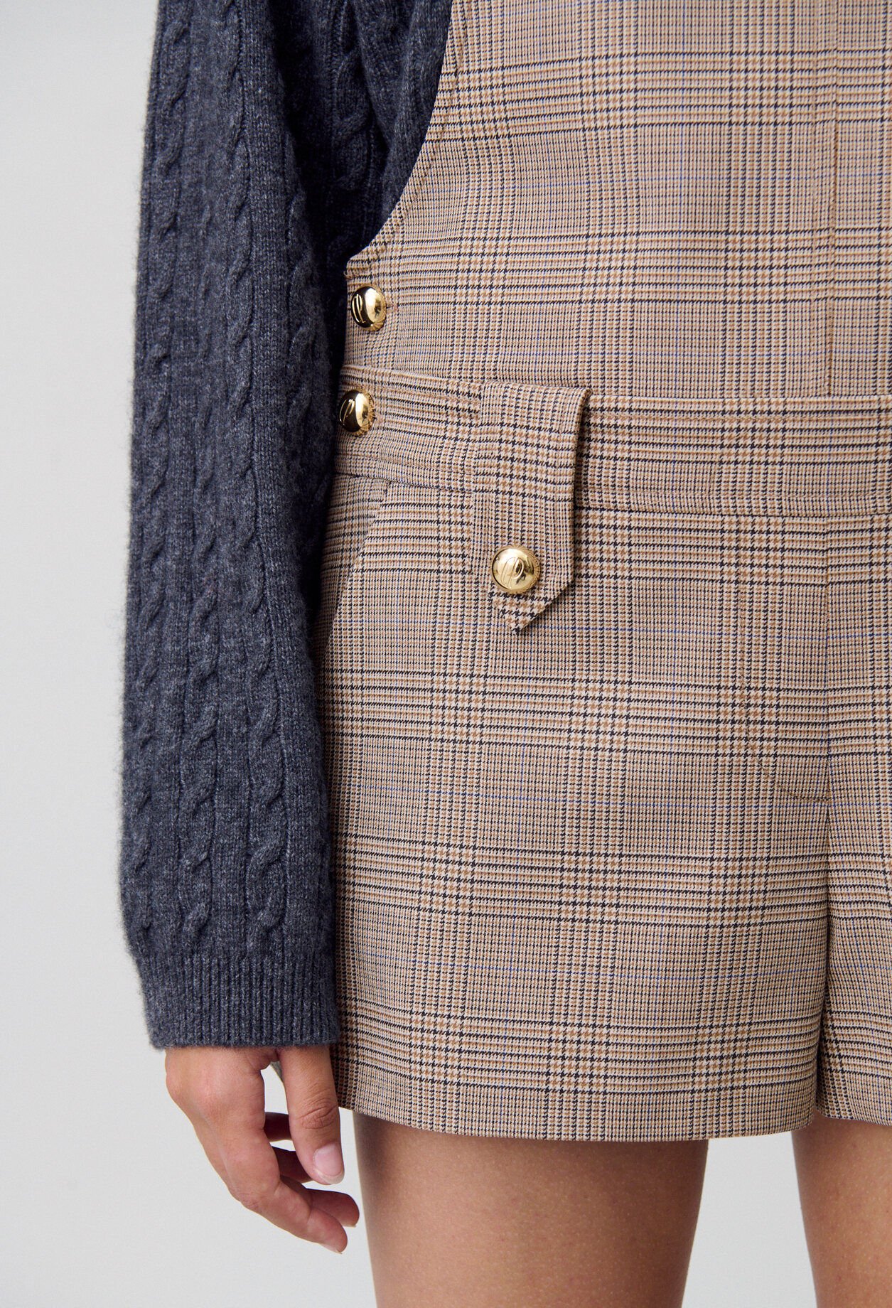 Checked dungaree playsuit