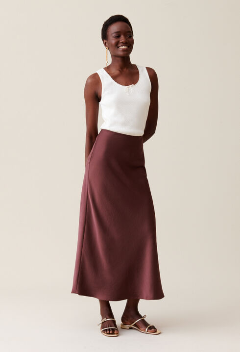 Flowing Satin Midi Skirt