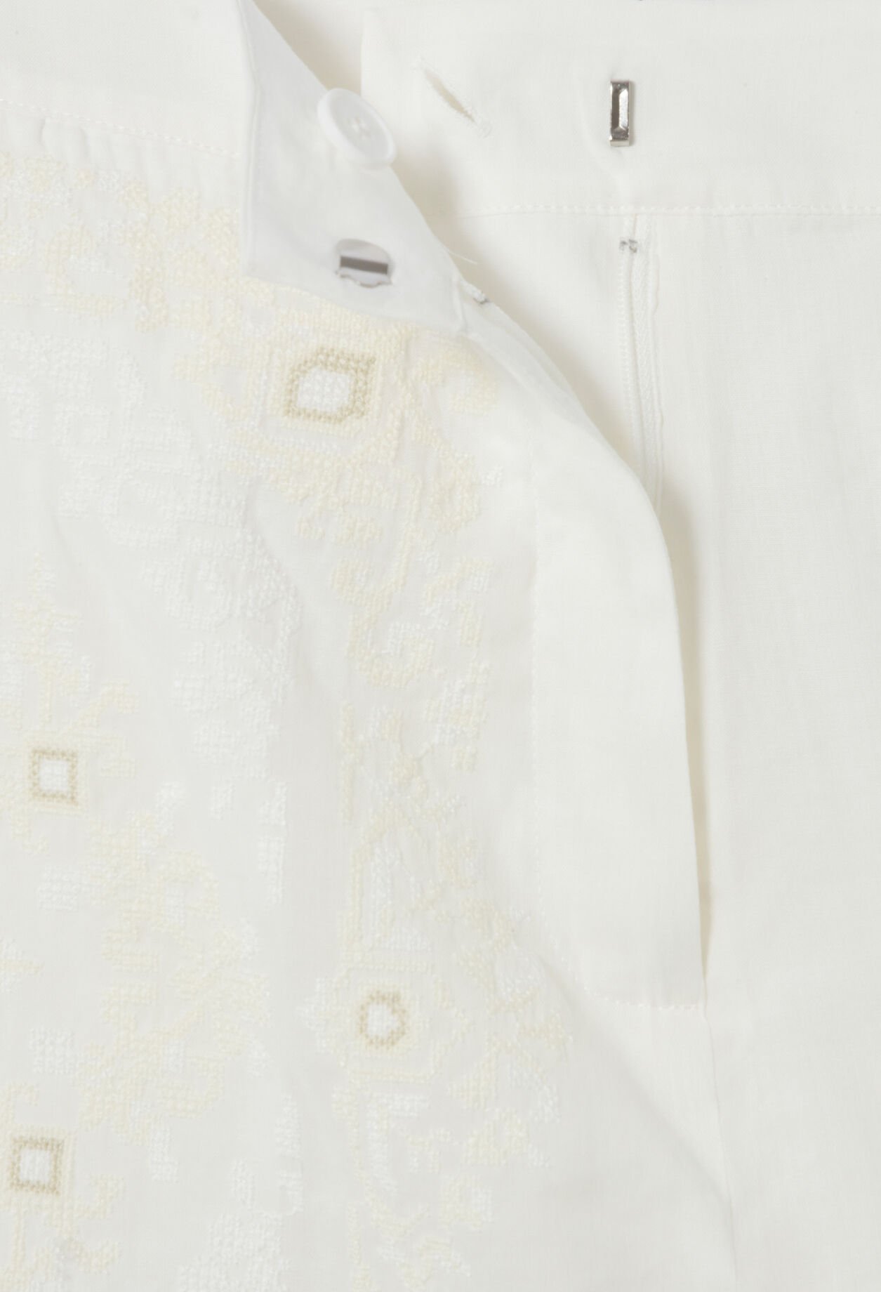 Embroidered cotton ramie shorts