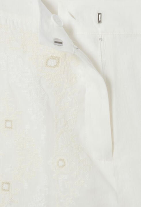 Embroidered cotton ramie shorts