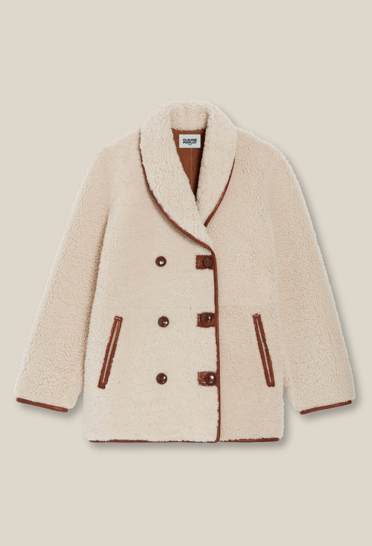 Reversible ecru wool coat