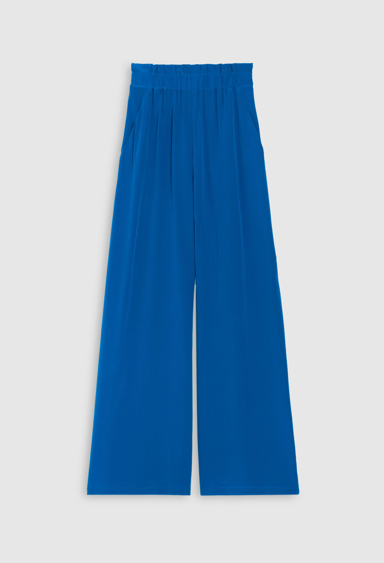 Blue silk trousers
