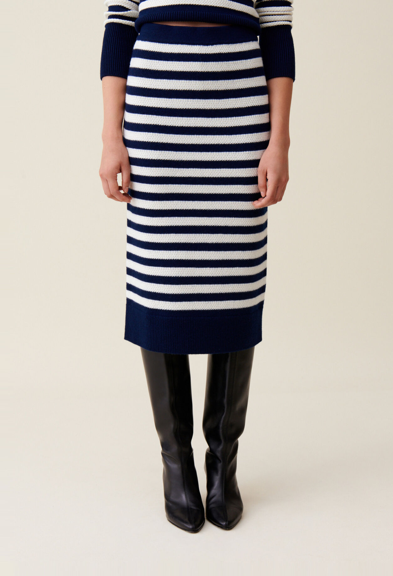 Striped knit sailor skirt