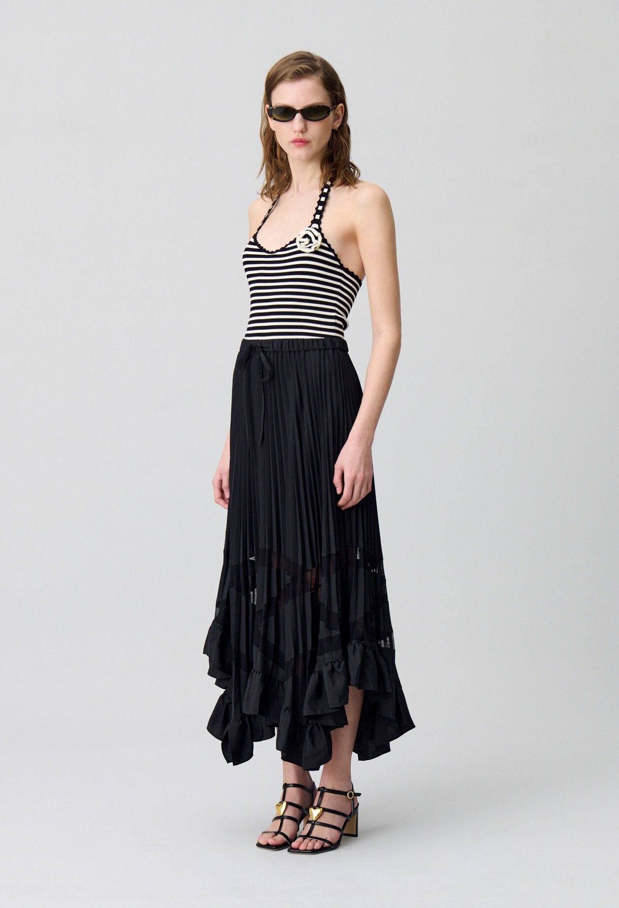 Asymmetrical pleated skirt