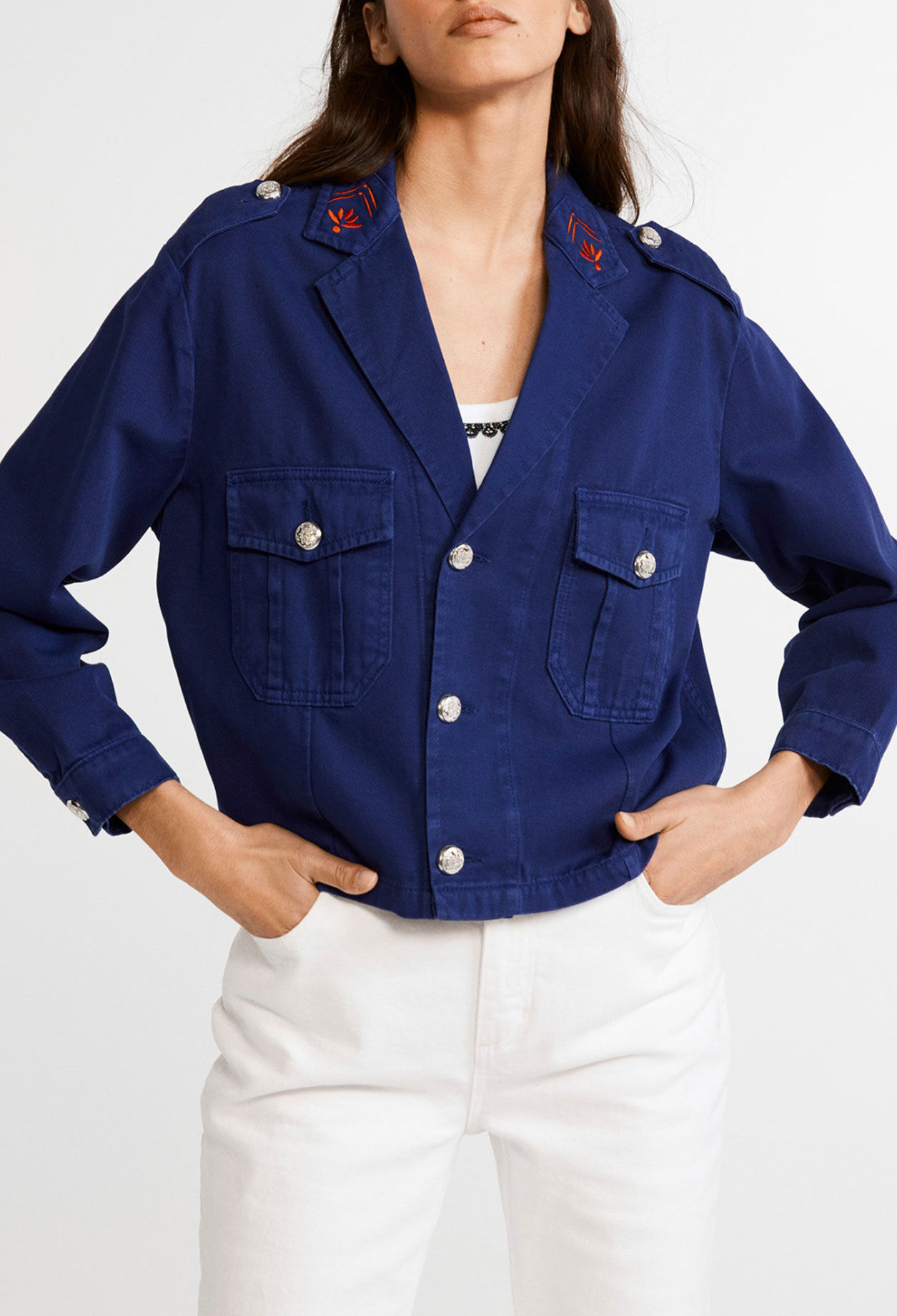 Cropped organic cotton denim jacket