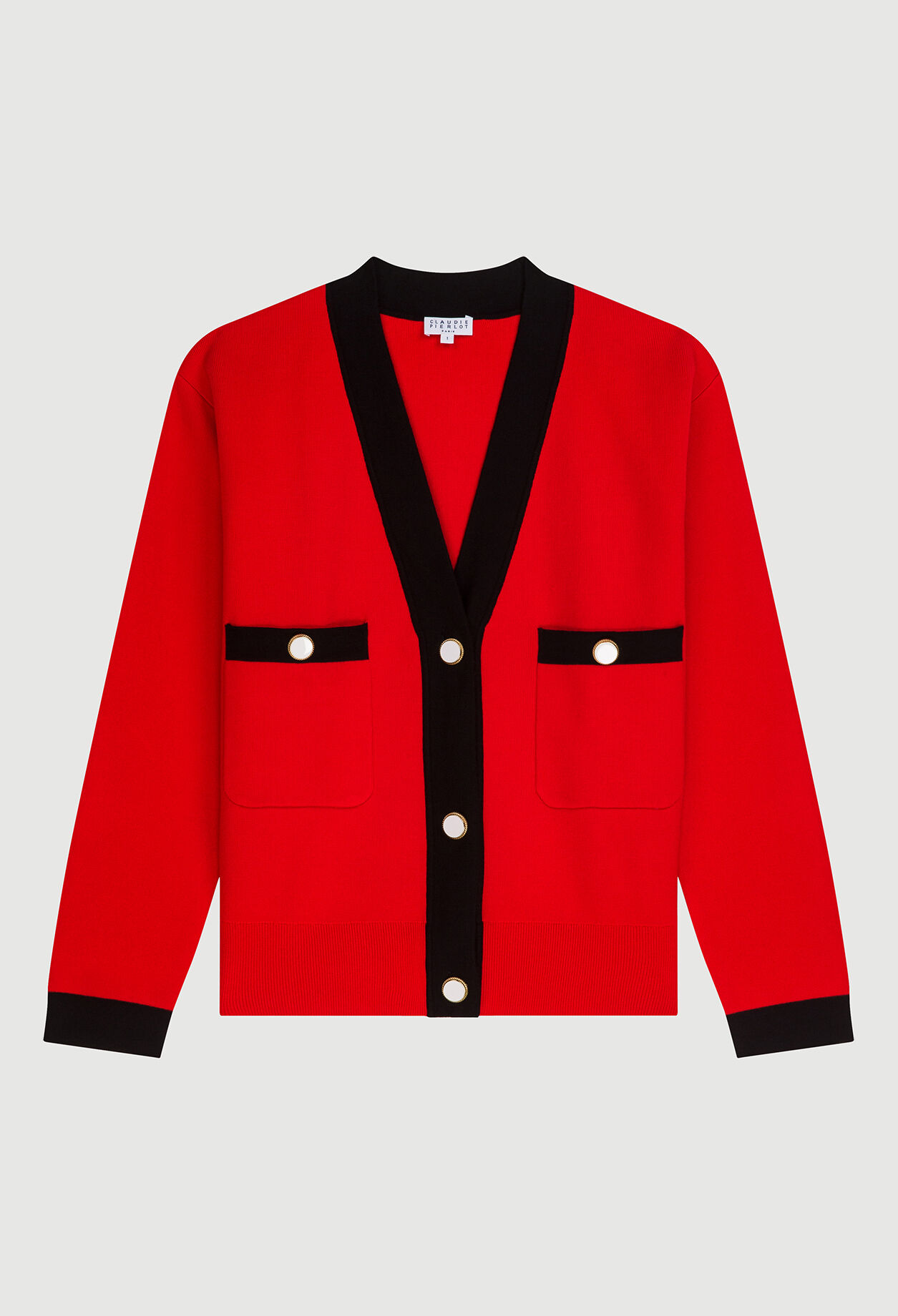 Red and black cardigan