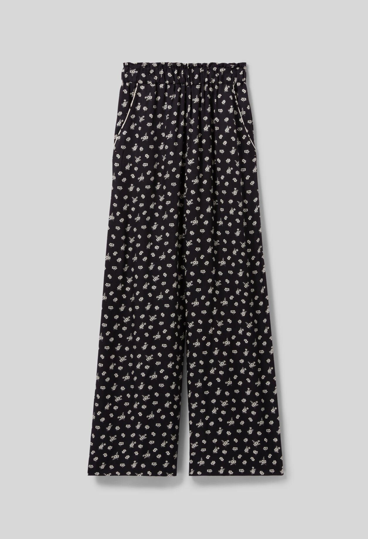 Wide-Leg Fluid Print Trousers