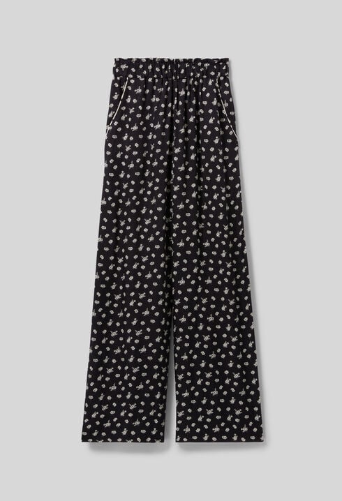 Wide-Leg Fluid Print Trousers