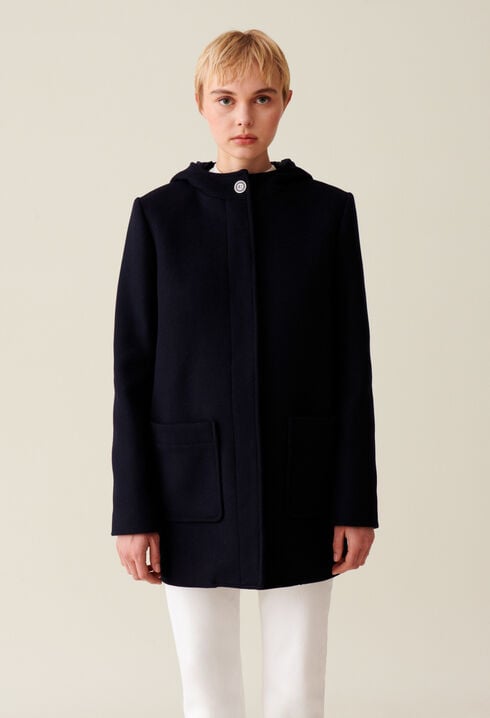 Black hooded coat