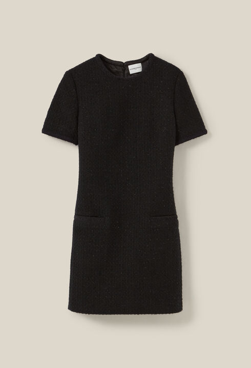 Short black tweed dress