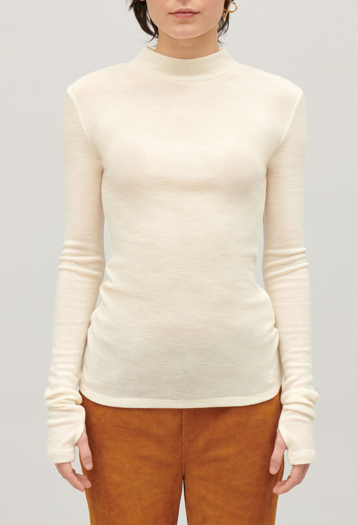 Wool top with high neck