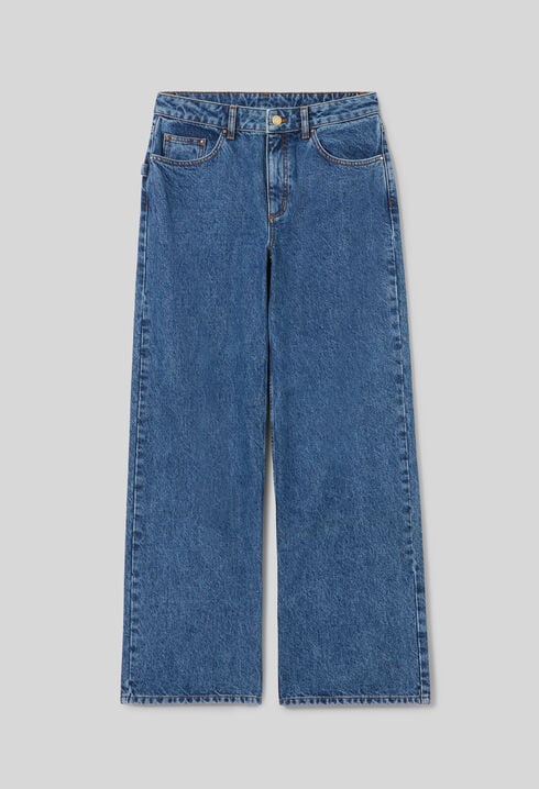 Wide-Leg Straight Denim Jeans